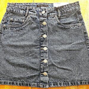 bluenotes high waisted a line jean skirt with buttons down the front